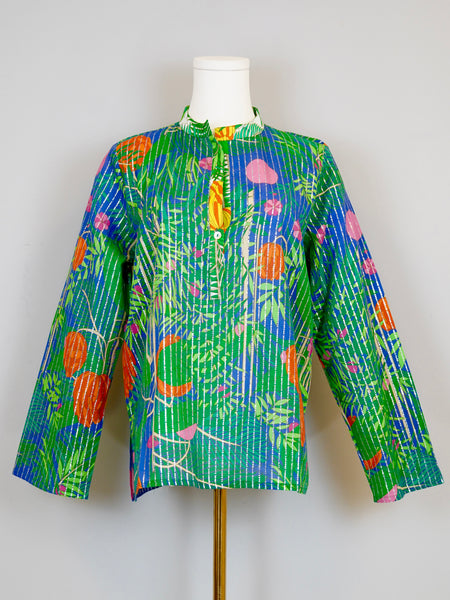 Millie Tunic Top - Banana Jungle - Surf Blue