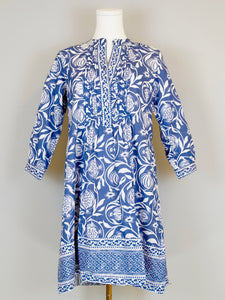 Maye Dress - Pomegranate Print - Navy and White