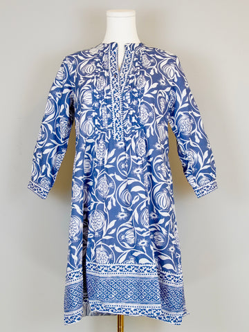 Maye Dress - Pomegranate Print - Navy and White