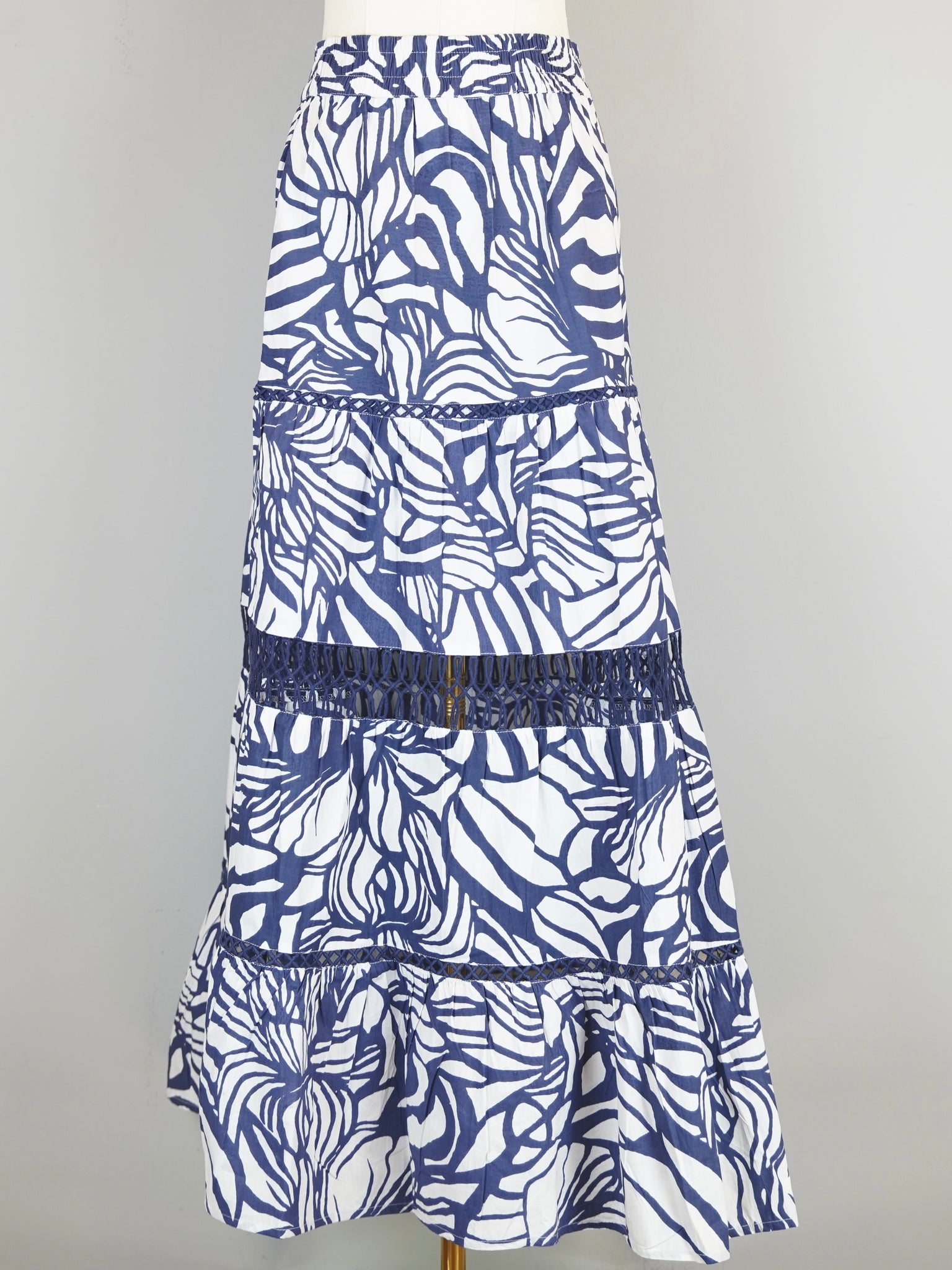 Breakers Maxi Skirt - Abstract Floral - Navy/White