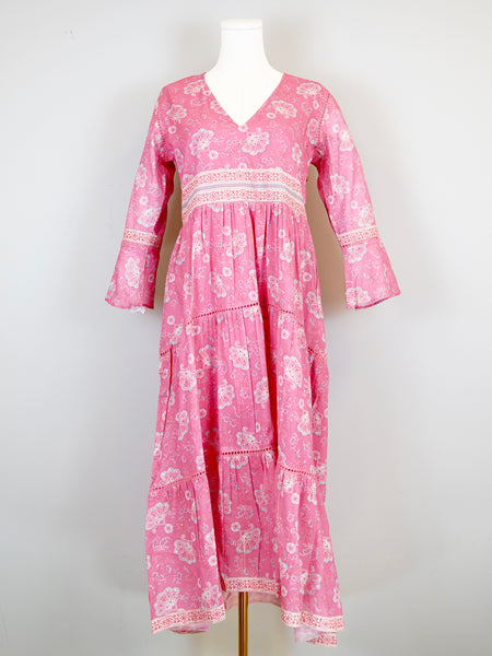 Water Mill Dress - Retro Floral in Coral Sorbet