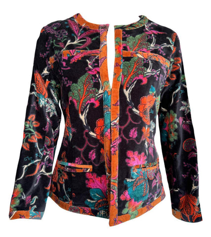 Patch Jacket - Velvet Floral Black