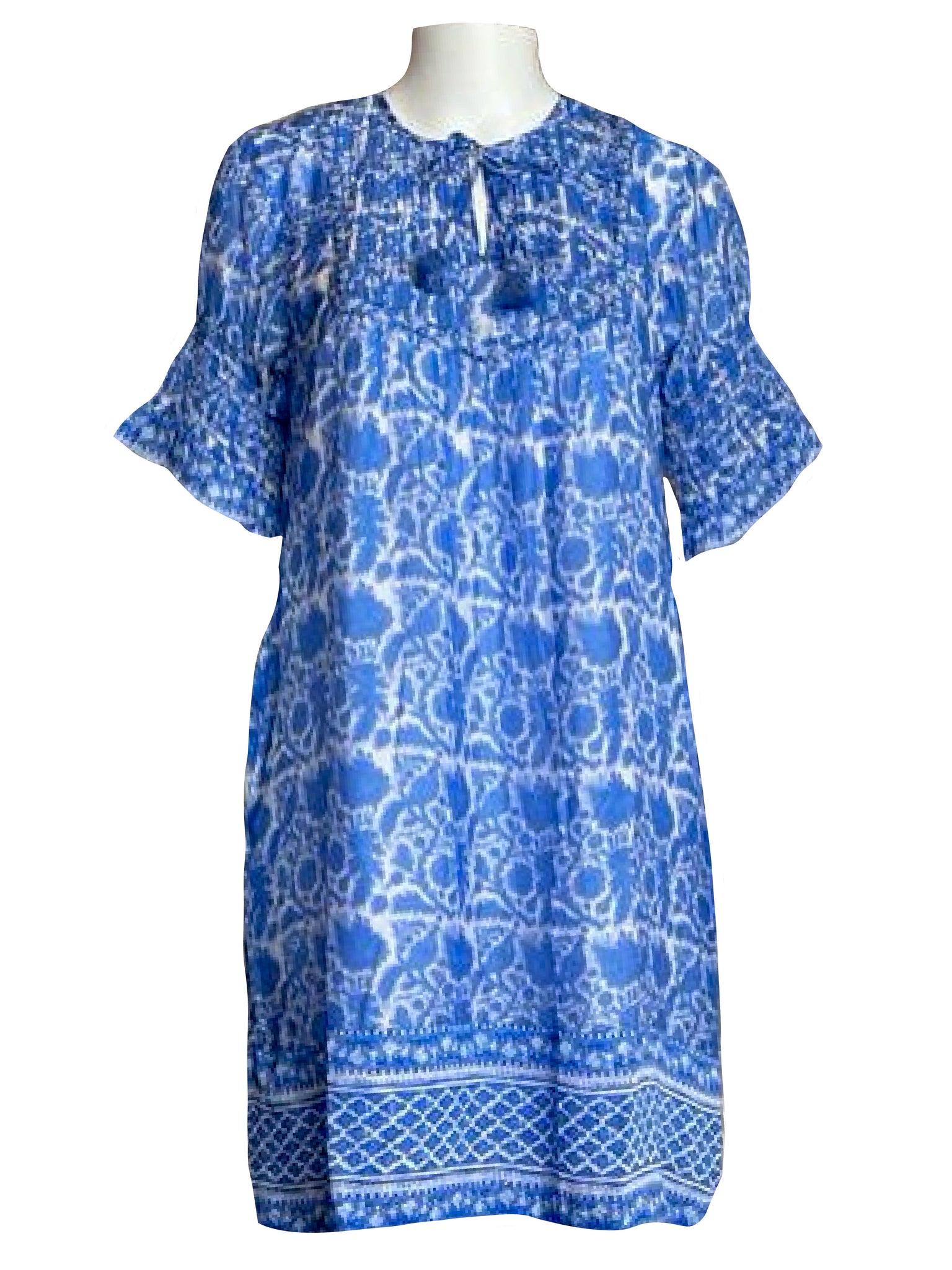 Celerie Dress- Bird Block- Blue/ White