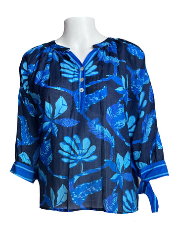 Margot Top - Jungle Vines - Navy & Blues