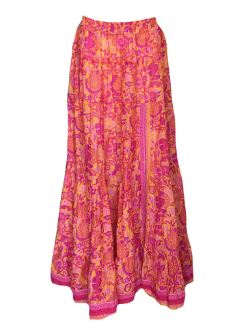 Jaipur Maxi Dress- Floral Block- Orange/Pinks