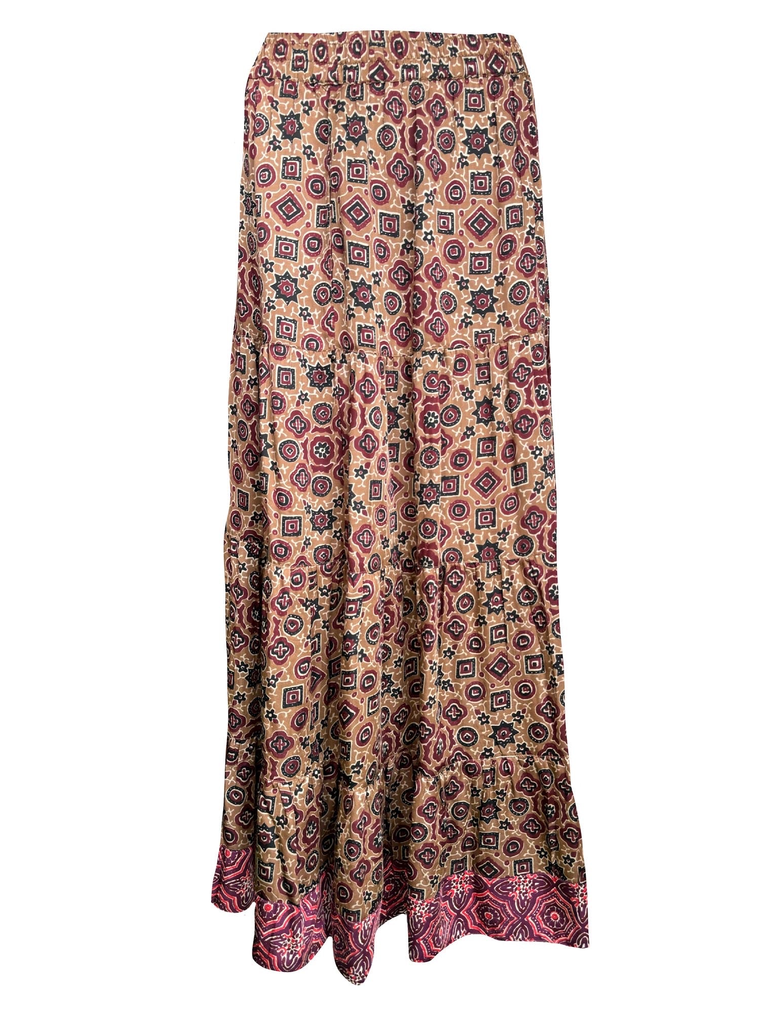 Breakers Maxi Skirt - Graphic Cafe Brown