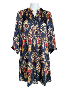 Maye Dress - Ikat Navy Multi Satin