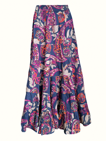 Jaipur Maxi Skirt - Paisley Navy Blue Multi