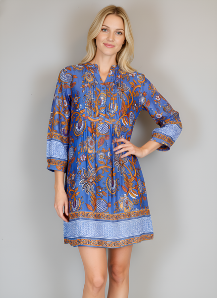The Vineyard Dress- Floral Block- Peri/Zinnia