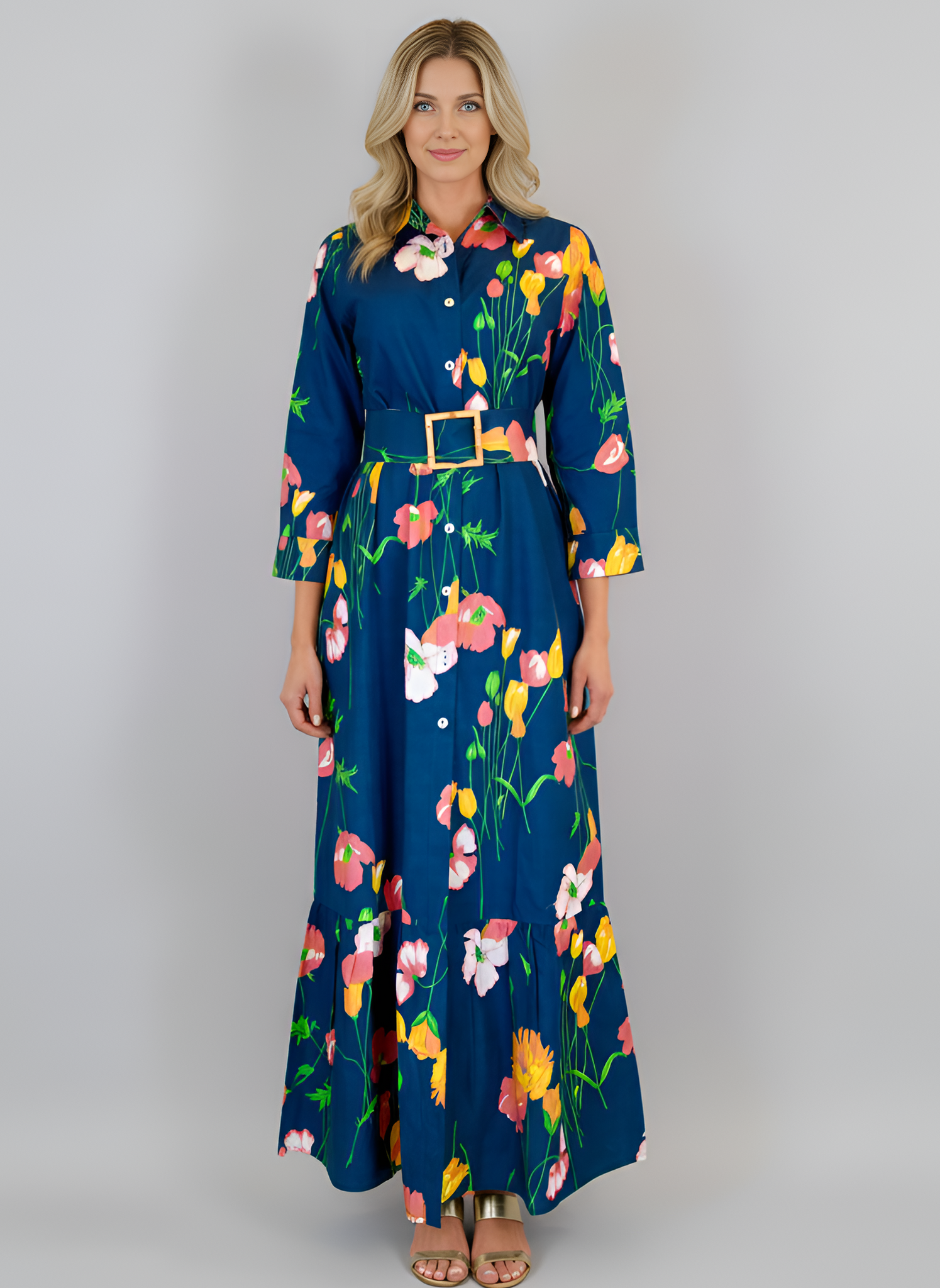 Ann Marie Maxi Dress- Falling Floral- Navy/Multi