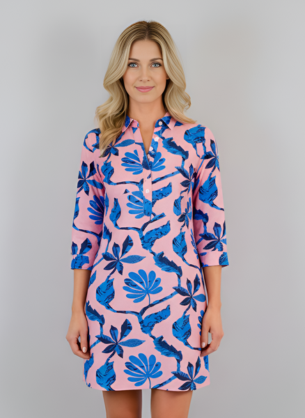La Jolla Dress - Jungle Vines Pink and Blues