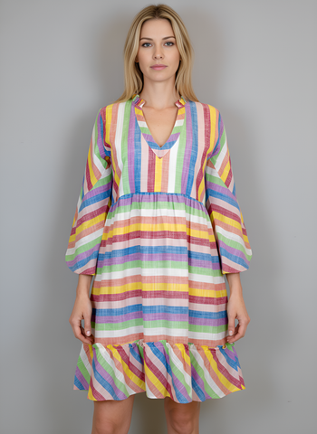 Claythorne Dress- Multi Stripes