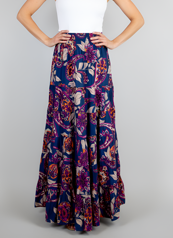 Jaipur Maxi Skirt - Paisley Navy Blue Multi