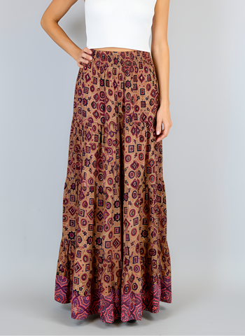 Breakers Maxi Skirt - Graphic Cafe Brown