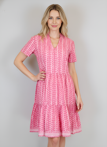 Alison Shortsleeve Dress - Vines Sorbet Coral