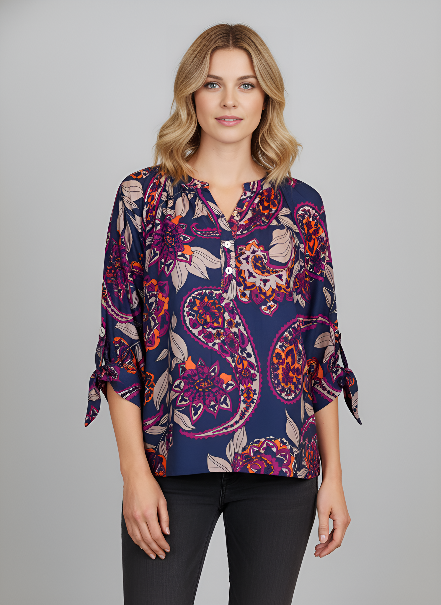 Margot Top - Paisley Navy Blue Multi