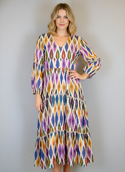 Water Mill Dress - Woven Ikat - Multi