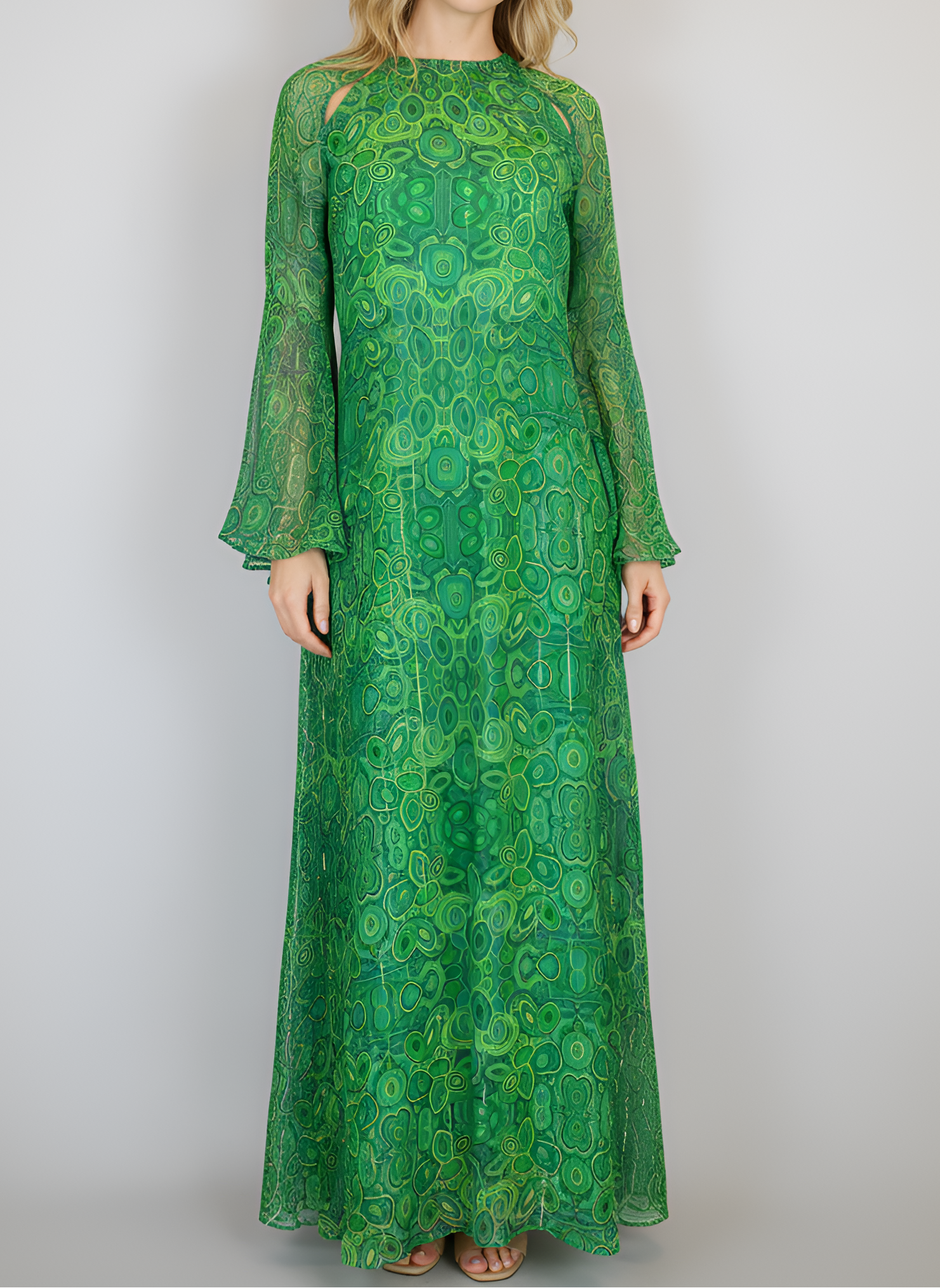 slim fit dress slacks Flare Sleeve Maxi Dress