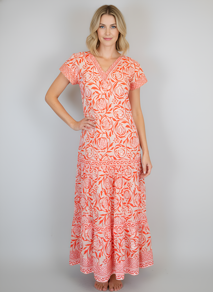 Bailey Maxi Dress- Pomegranate- Bliss/Orange
