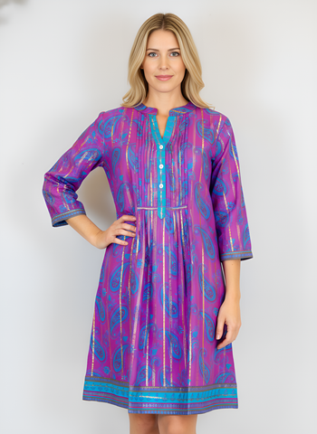 Maye Dress - Dancing Paisley - Cranberry Teal