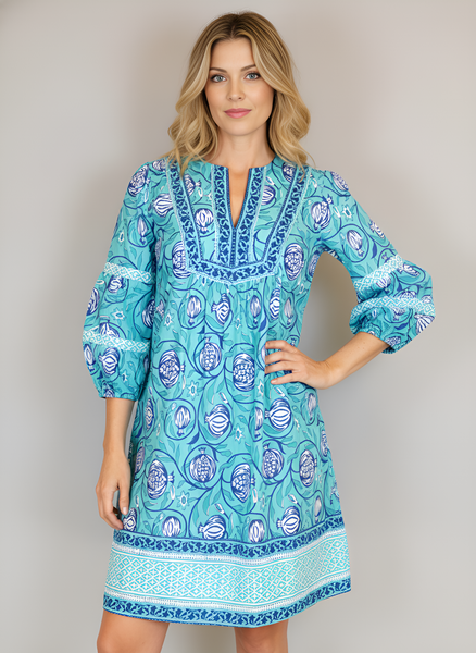 Jordan Dress - Pomegranate-Capri Turquoise