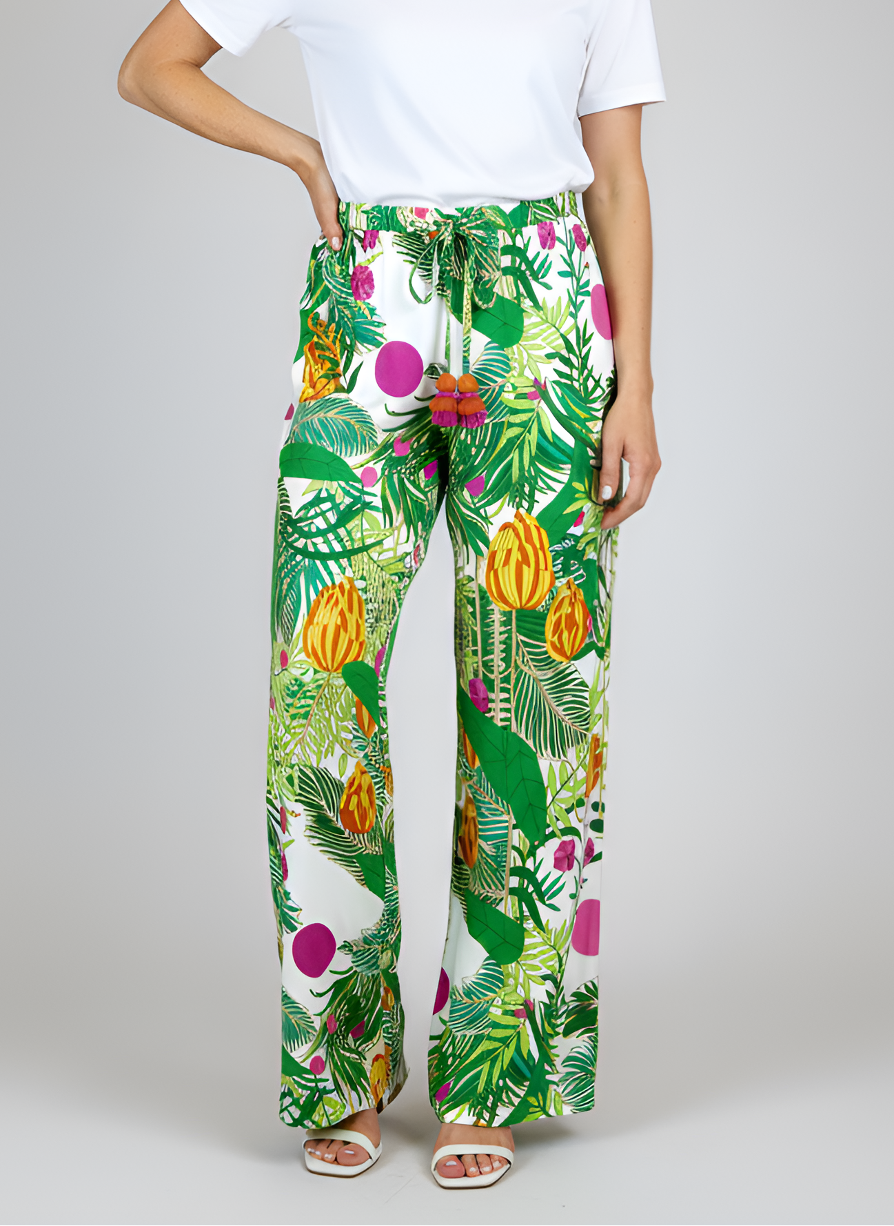 Olivia Pants - Banana Jungle - White