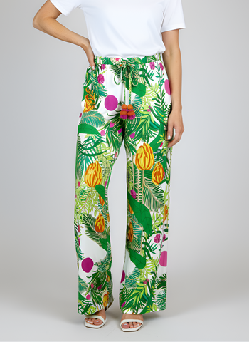 Olivia Pants - Banana Jungle - White