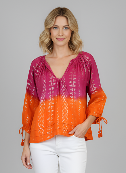 Cloud Tunic Top - Ombre - Sunset Tribal Gold Lurex