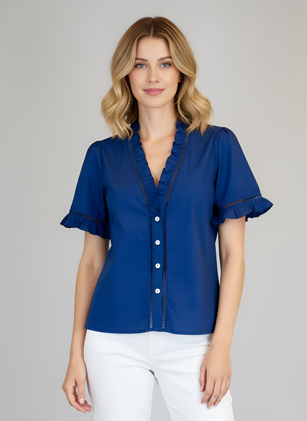 Capri Top - Solid Poplin - Navy Blue