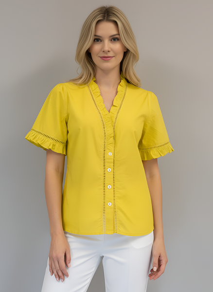 Capri top - Solid Poplin - Chartreuse