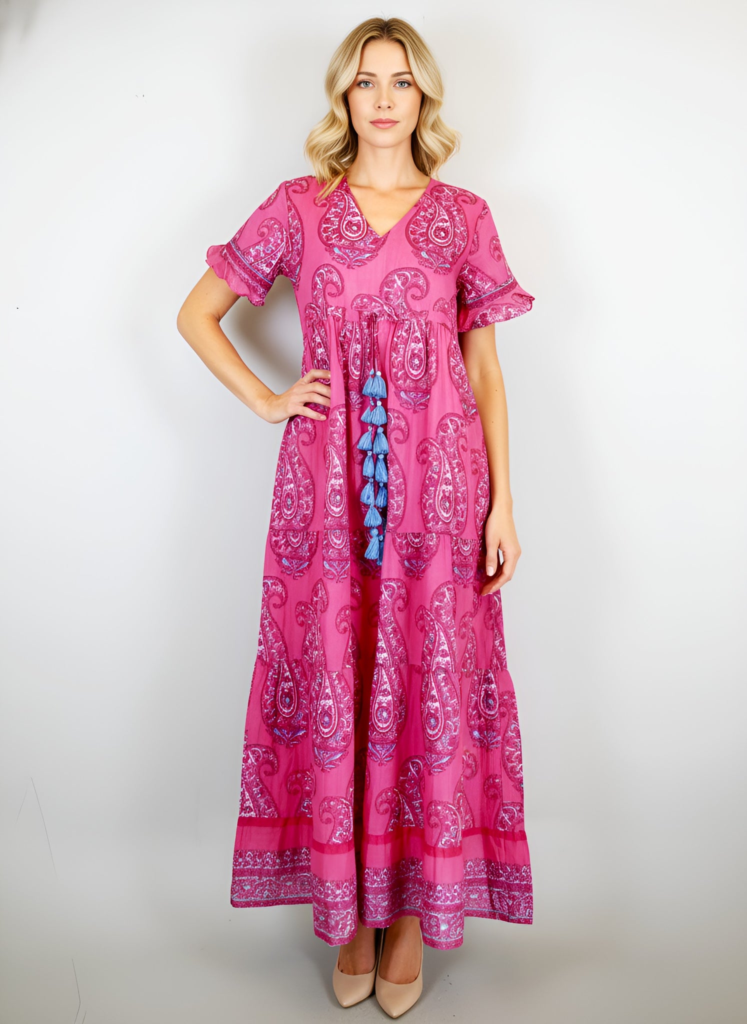 Riverwalk Maxi Dress - Double Paisley Coral