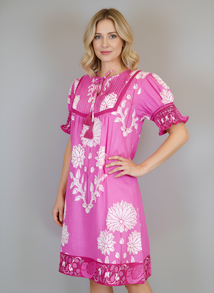 Celerie Dress - Mughal Carnation in Pink and White