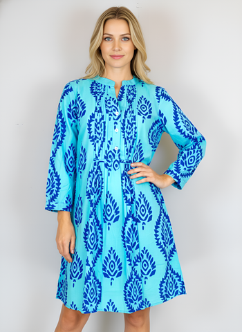 Maye Dress- Batik Leaf- Blues