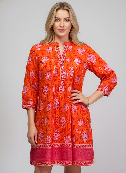 Maye Dress - Pomegranate- Orange/Pinks