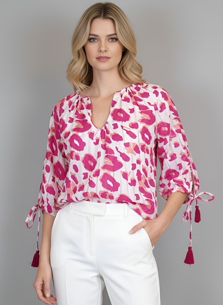 Cloud Tunic Top - Leopard - White/Pink