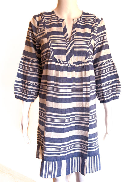 Jordan Dress- Woven Stripes- Navy/White