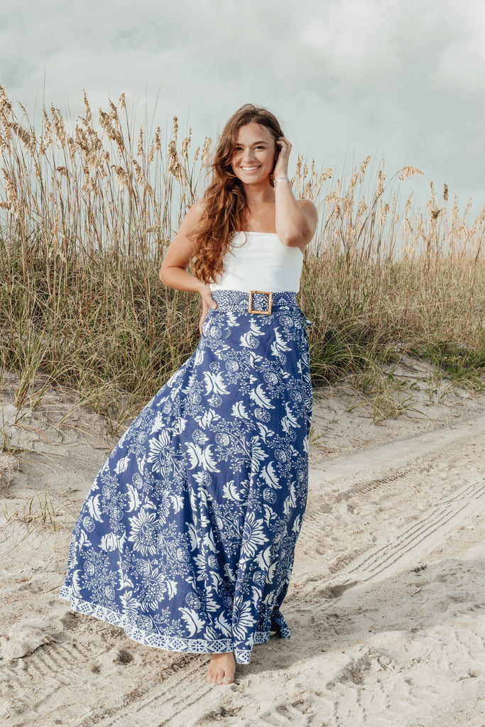 Kei Maxi Skirt - Blue Floral – Thats So Fetch US