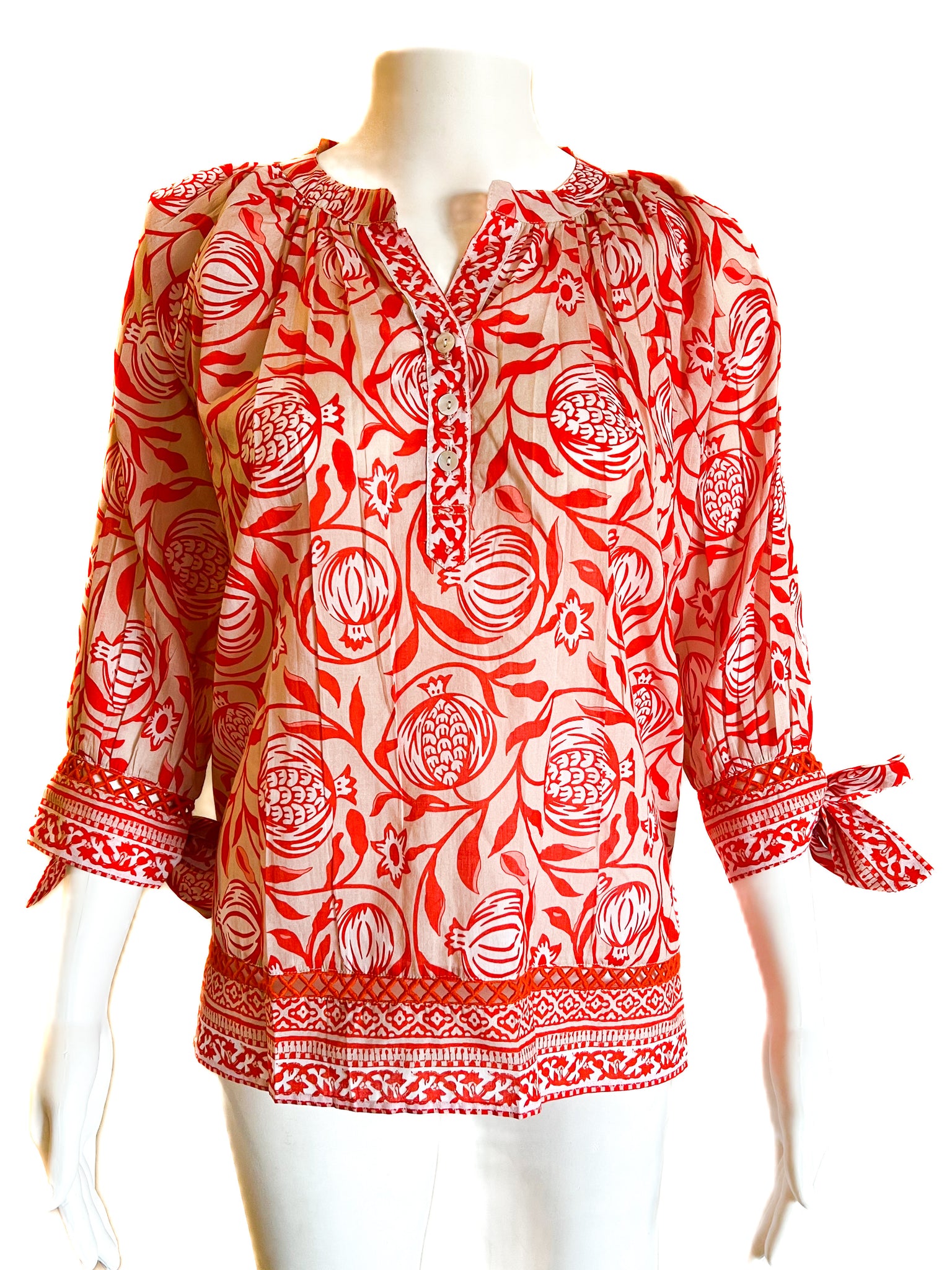 Margot Top With Ties- Pomegranate-Bliss/Orange