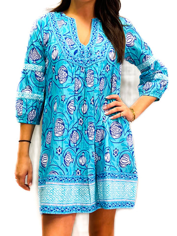 Jordan Dress - Pomegranate-Capri Turquoise