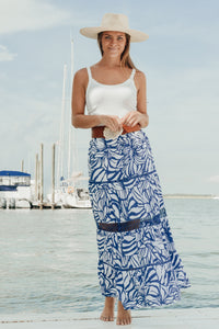 Breakers Maxi Skirt - Abstract Floral - Navy/White