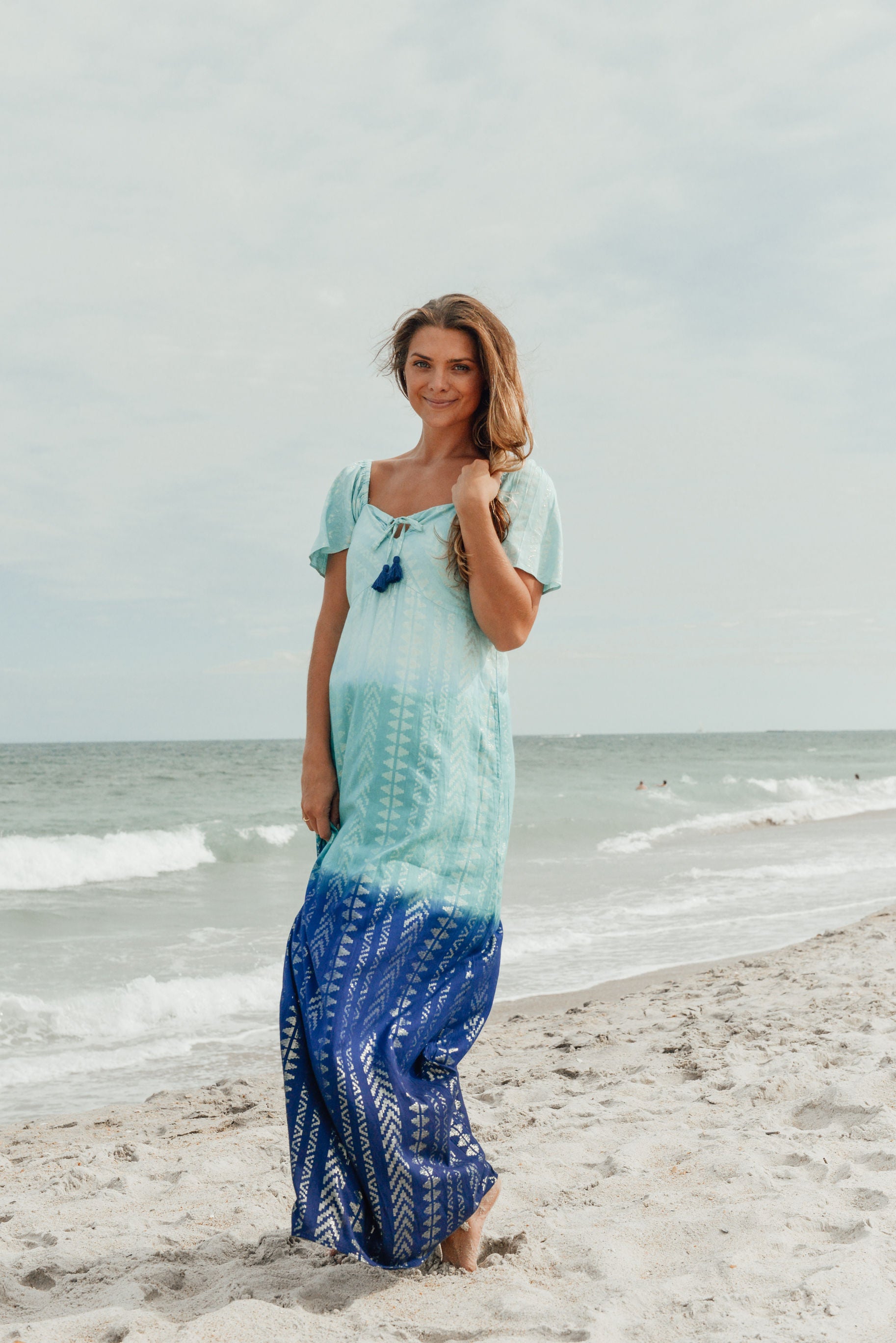 Aloha Maxi Dress - Ombre - Ocean Tribal Gold Lurex - XS Aloha Maxi Dress - Ombre - Ocean Tribal Gold Lurex - XS