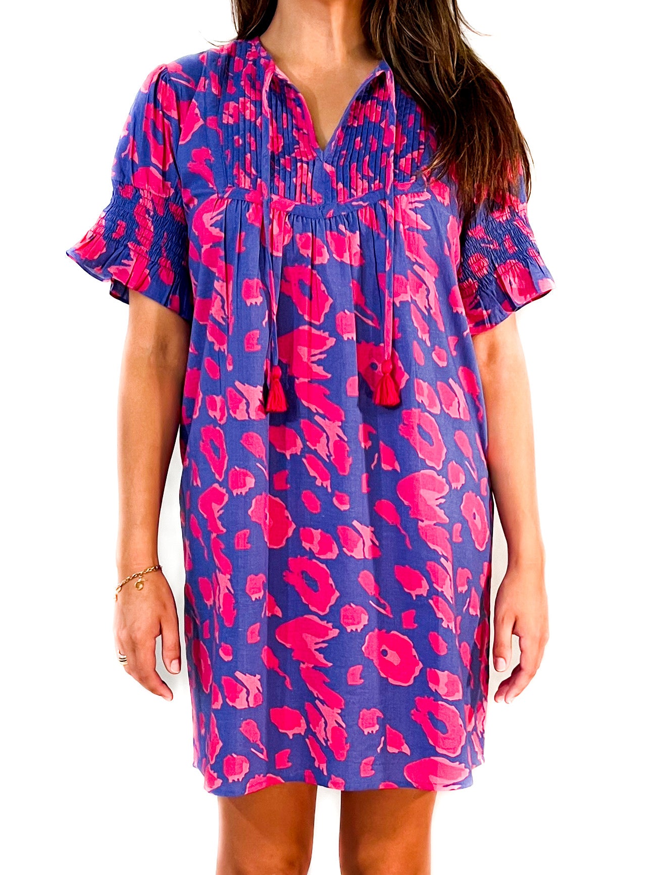 Celerie Dress - Leopard - Surf/Pinks