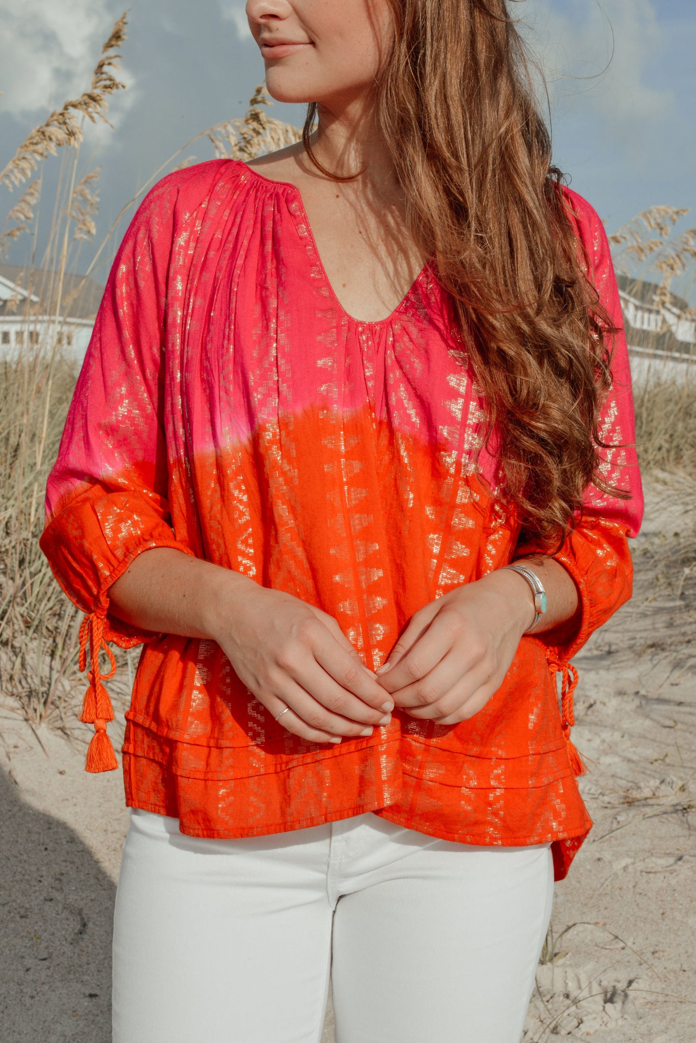 Cloud Tunic Top - Ombre - Sunset Tribal Gold Lurex