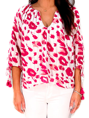 Cloud Tunic Top - Leopard - White/Pink