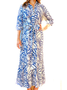 Ann Marie Maxi Dress - Abstract Floral - Navy/White