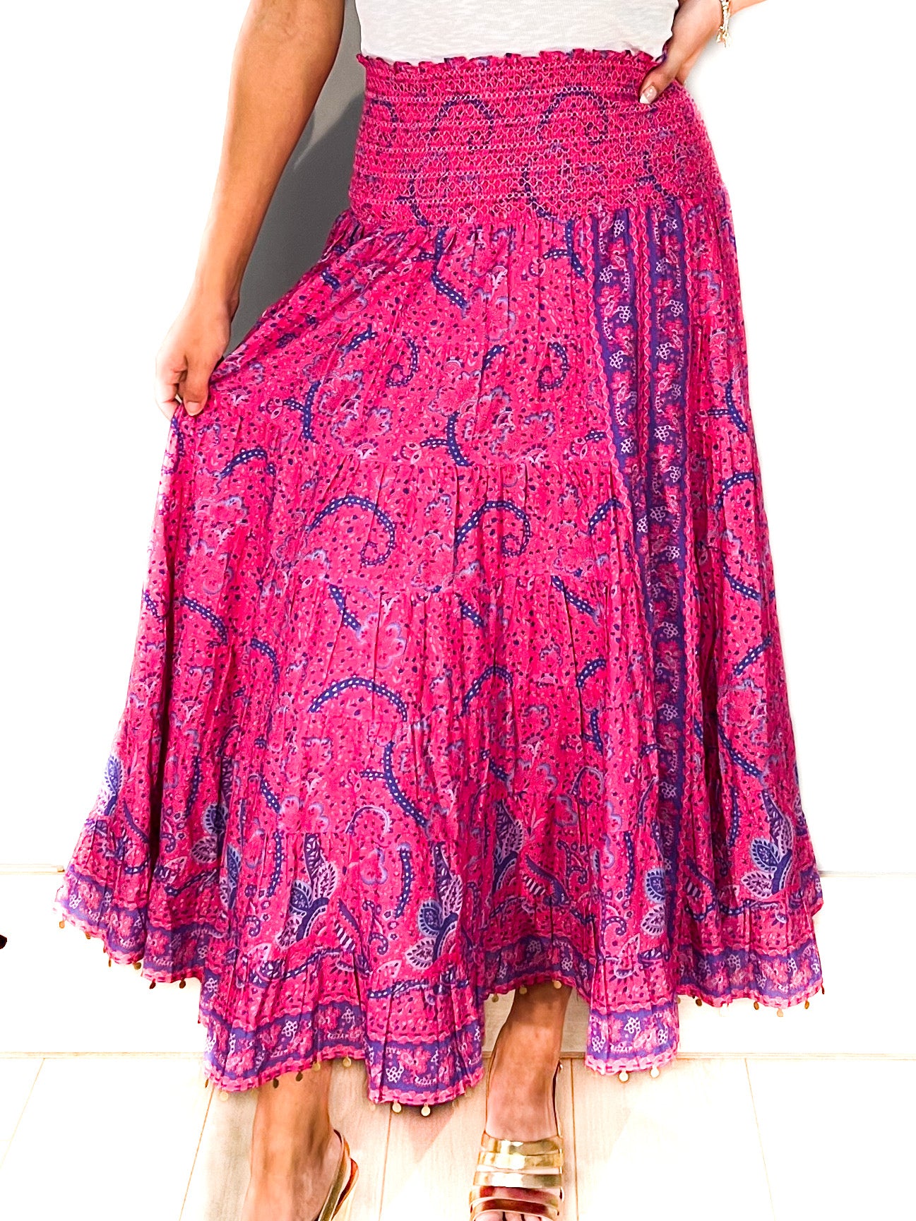 Jaipur Maxi Skirt - Effervescent Paisley- Pink/Blue